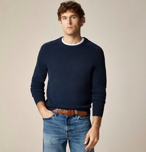 J.Crew Knit Heritage Cotton Crew Neck Sweater Mens S Navy Pullover Long Sleeve